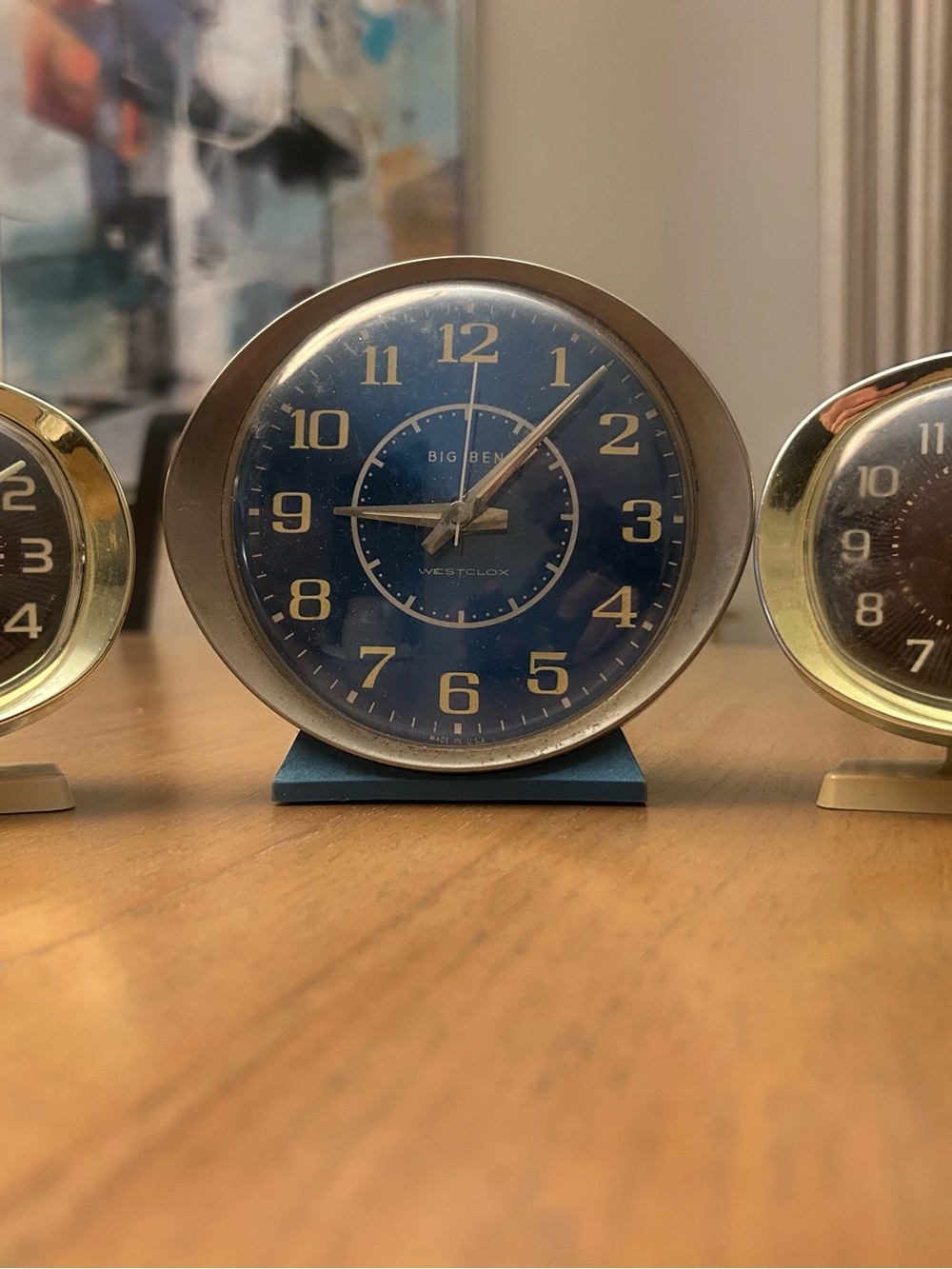 Big Ben Vintage Round Blue Alarm Clock by 2 Baby Ben clocks included